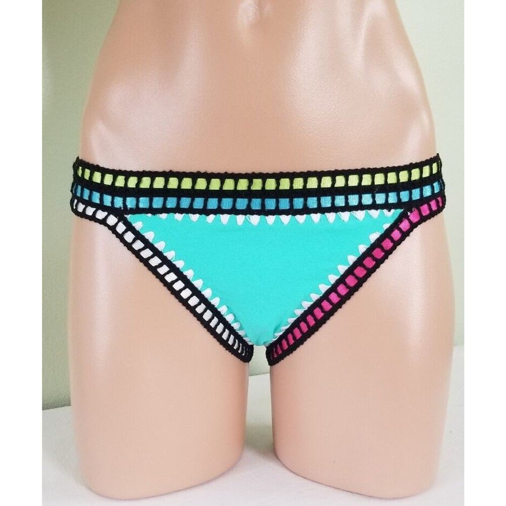 Bar III Be-Weave it Aqua bikini bottom size XS